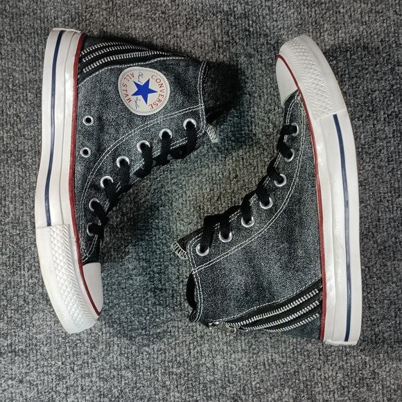 Converse Chuck Taylor Tri Zip Women Size 7 Black Grey Denim Sparkle Wash - Picture 4 of 9